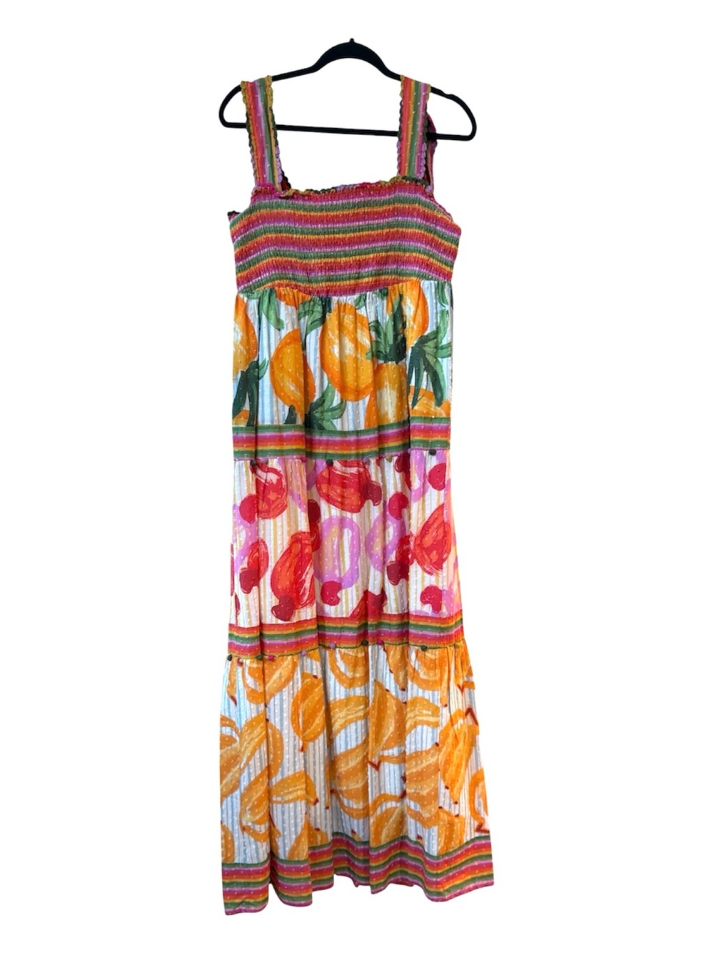 FARM rio  Multicolor Fruit-Print Smocked Sundress